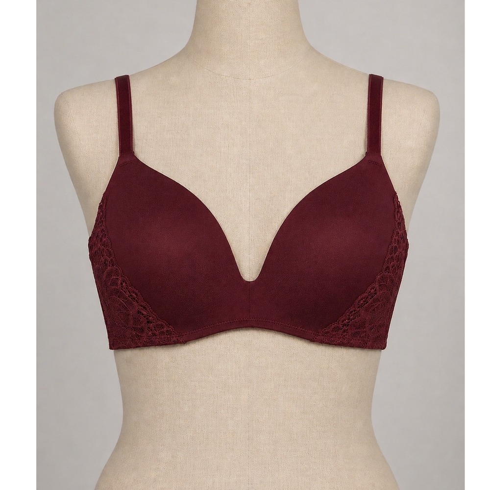 Auden The Bliss Wirefree Bra 36DD Berry Red Lightly Lined‎ Lace Convertible NWT